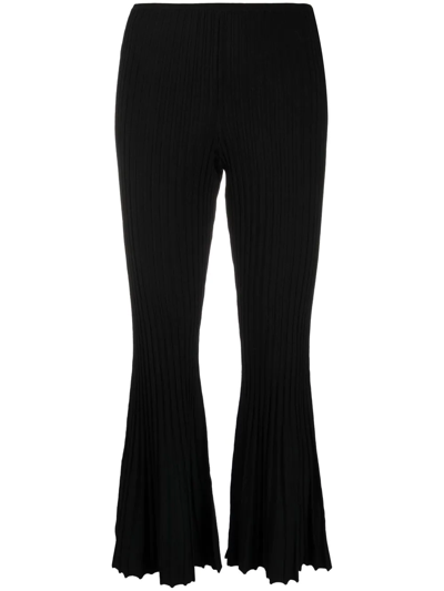 By Malene Birger Ajay Ribbed-knit Flared Trousers In Black