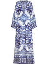 DOLCE & GABBANA MAJOLICA-PRINT SILK KAFTAN