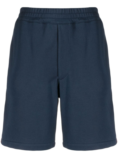 Alexander Mcqueen Logo-tape Cotton-jersey Track Shorts In Blau