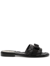Ferragamo Love Cq Quilted Leather Flat Sandals In Black