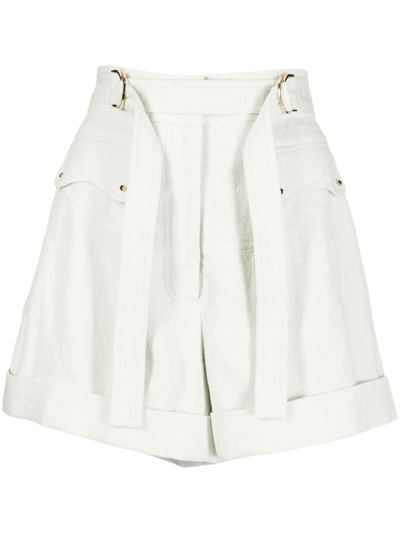 Acler Belted High-waisted Shorts In White