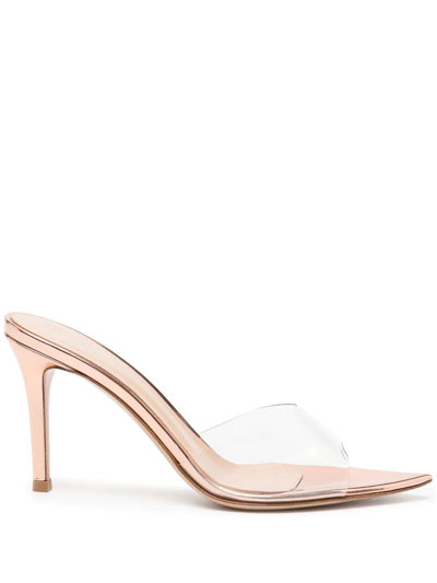 Gianvito Rossi Elle 85mm Transparent-strap Sandals In Gold