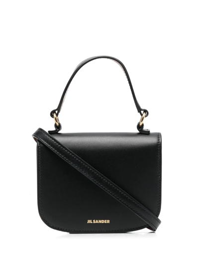 Jil Sander Logo-plaque Tote Bag In Black