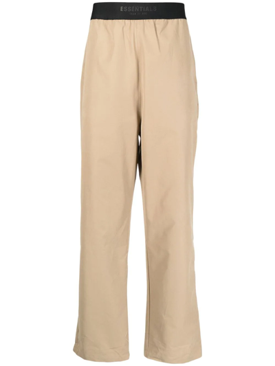 Essentials Straight-leg Cotton-blend Twill Trousers In Oak