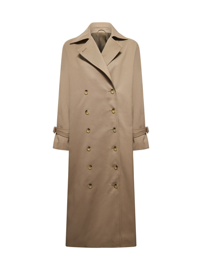 Totême Cotton-blend Double-breasted Trench Coat In Khaki