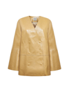 Totême Double-breasted Croc-effect Leather Blazer In Cashew