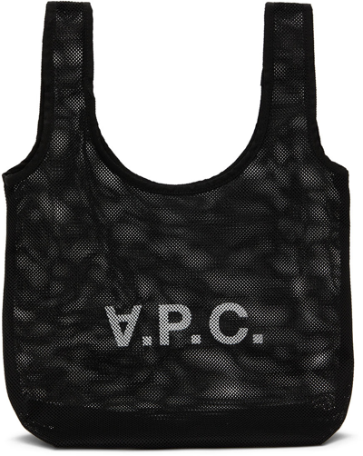 Apc Black Mesh Tote Shopper Bag With Logo Man