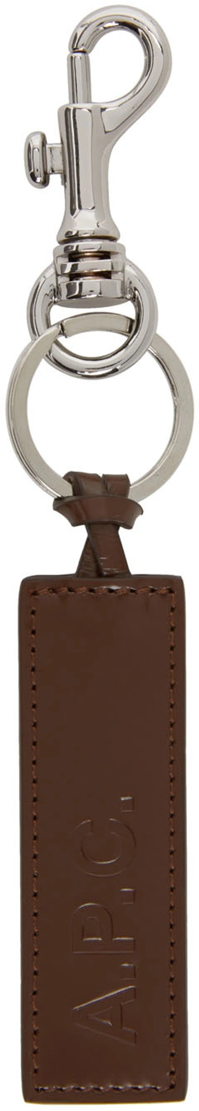 A.p.c. Leather Keychain In Marrone