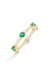 Adinas Jewels By Adina Eden Colored Gemstone X Cz Thin Eternity Ring In Green