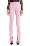 Attico Abram Split Hem Slim Fit Gabardine Pants In Mauve