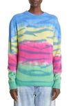 The Elder Statesman Frank Stripe Tie Dye Cashmere Sweater In Blue
