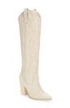 Steve Madden Lasso Knee High Western Boot In Bone