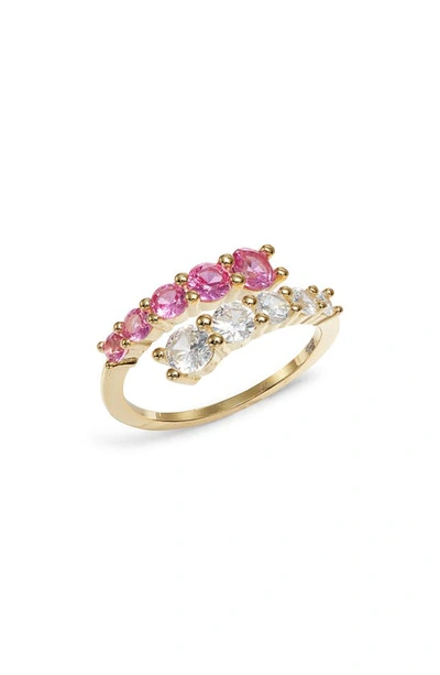 Adinas Jewels Multi-color Graduated Cubic Zirconia Wrap Ring In Sapphire Pink