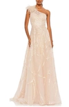 Mac Duggal Embellished One Shoulder A Line Gown In Pink