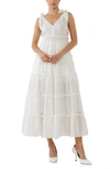 Free The Roses Tiered Maxi Dress In White