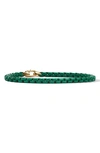 David Yurman 14k Yellow Gold Stainless Steel Bel Aire Bracelet In Emerald