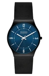 Skagen Grenen Mesh Strap Watch, 37mm In Blue/black