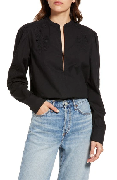 Rag & Bone Jade Broderie Anglaise Cotton-poplin Blouse In Black