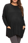 Felina Stretch Modal Maternity Pajama Top In Black