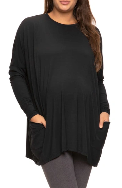 Felina Stretch Modal Maternity Pyjama Top In Black