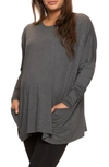 Felina Stretch Modal Maternity Pajama Top In Heathered Charcoal