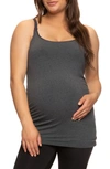 Felina Cotton Blend Maternity Camisole In Heathered Charcoal