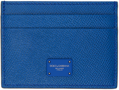 Dolce & Gabbana Men's Dauphine Leather Card Holder In Blue