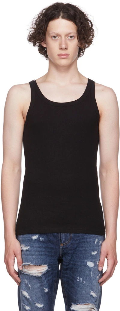 DOLCE & GABBANA BLACK RIB TANK TOP