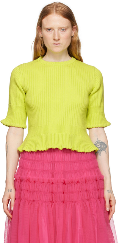 Molly Goddard Evanne Ribbed Cotton Sweater In Lime