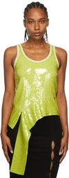 Helmut Lang Green Sequinned Tank Top In Parrot - F5d