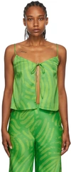 Simon Miller Green Zapa Tank Top In Abstract Leaf Print-