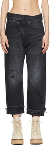 R13 Wide-leg Cropped Boyfriend Jeans In Jake Black