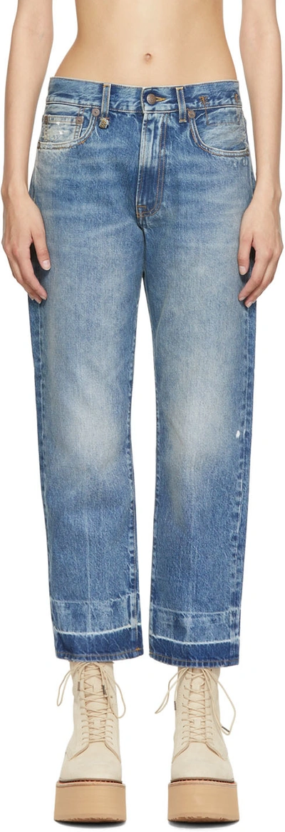 R13 Blue Boyfriend Jeans In Jasper W/ Let Down H