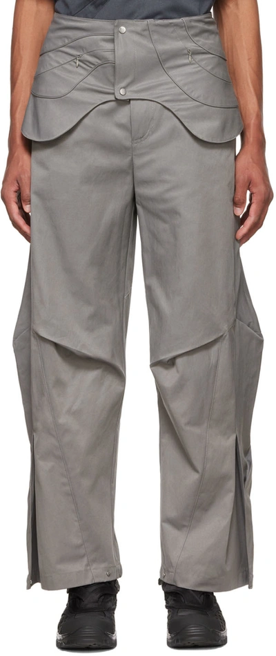 Ænrmòus Gray Polyester Trousers In Grey