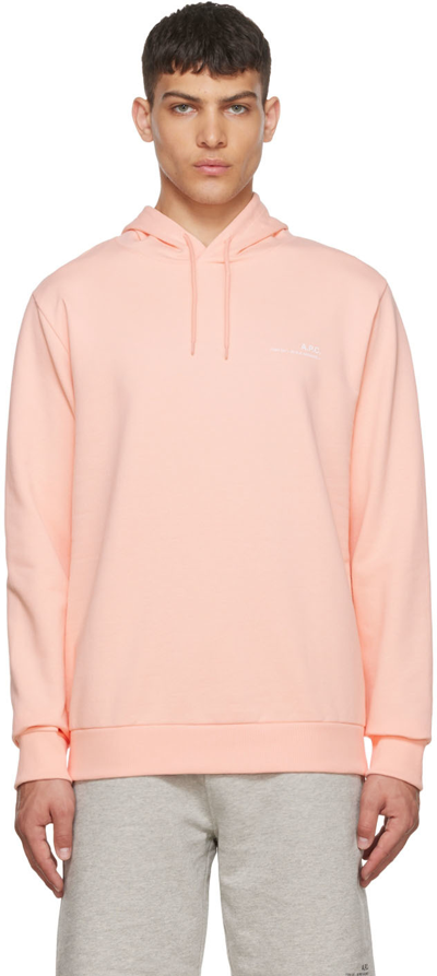 Apc Washed Drawstring Hoodie In Pink