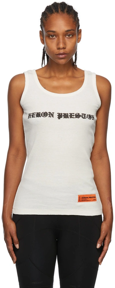 Heron Preston Off-white Organic Cotton Tank Top In 310 Off White Black