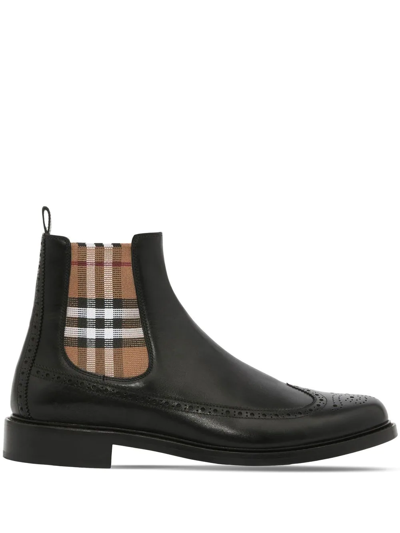 Burberry Vintage Check Chelsea Boots In Black