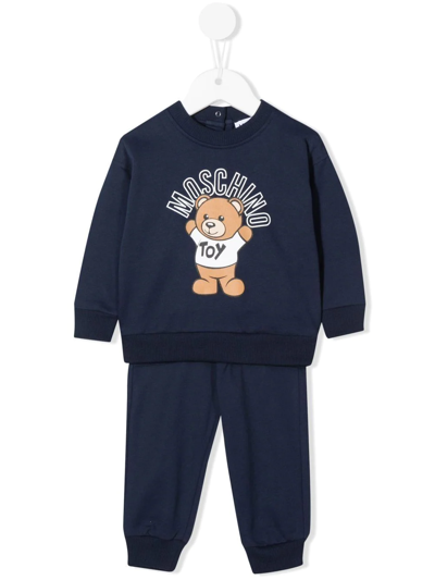 Moschino Babies' Cotton Tracksuit-set In Blue