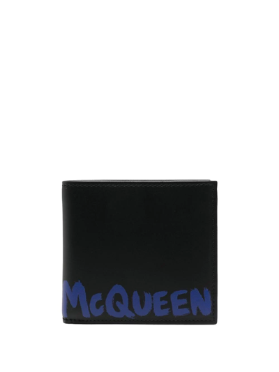 Alexander Mcqueen Graffiti Logo Wallet In Black