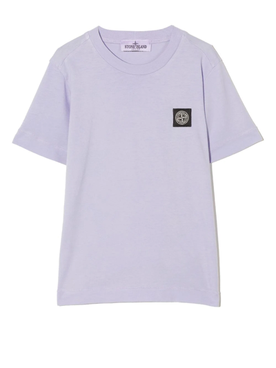 Stone Island Junior Teen Compass Patch T-shirt In Purple