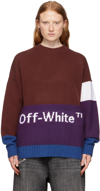 OFF-WHITE BURGUNDY COLORBLOCKED SWEATER