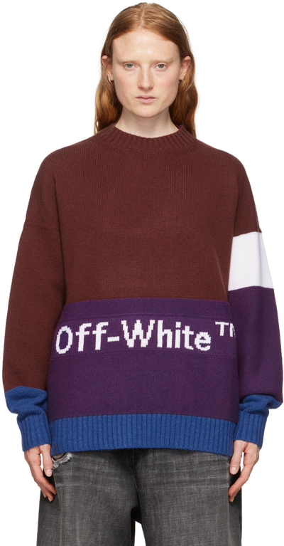Off-white Burgundy Colorblocked Sweater In Barolo White