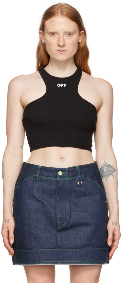 Off-white Black Cropped Tank Top In Black White