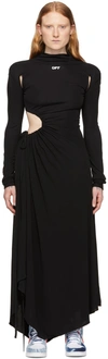 Off-white Black Cut-out Midi Dress In Black White