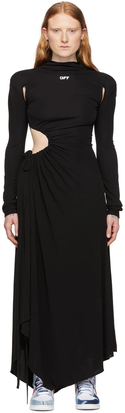 OFF-WHITE BLACK CUT-OUT MIDI DRESS