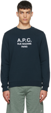 Apc Logo Embroidered French Terry Sweatshirt In Blue