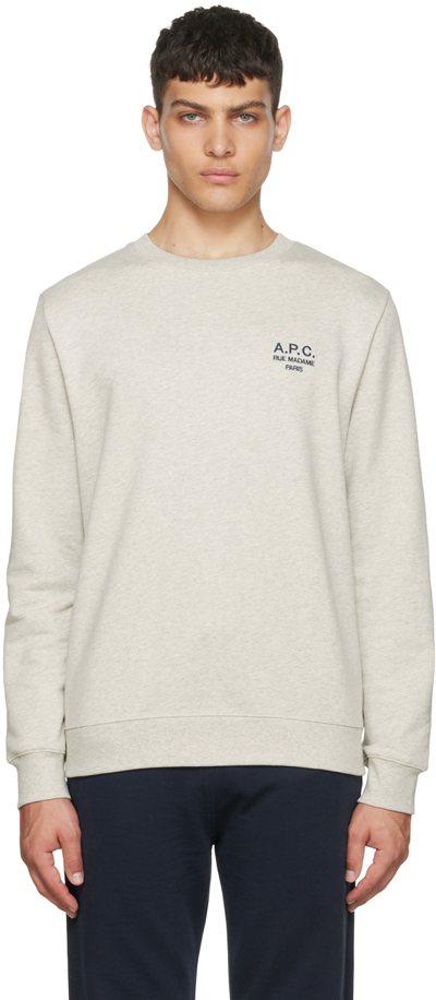 A.p.c. Gray Rider Sweatshirt In Ecru