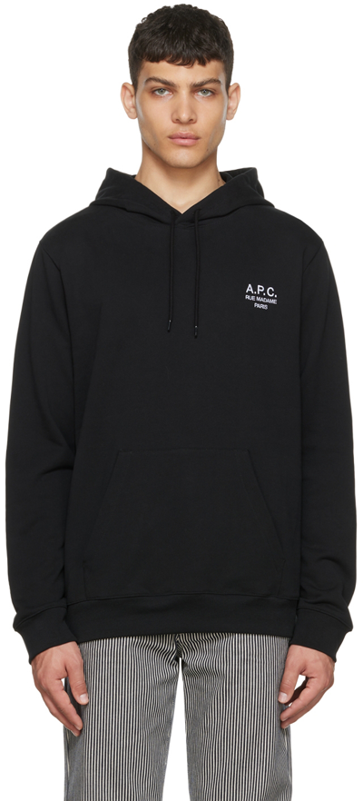 A.p.c. Logo-print Pullover Hoodie In Noir