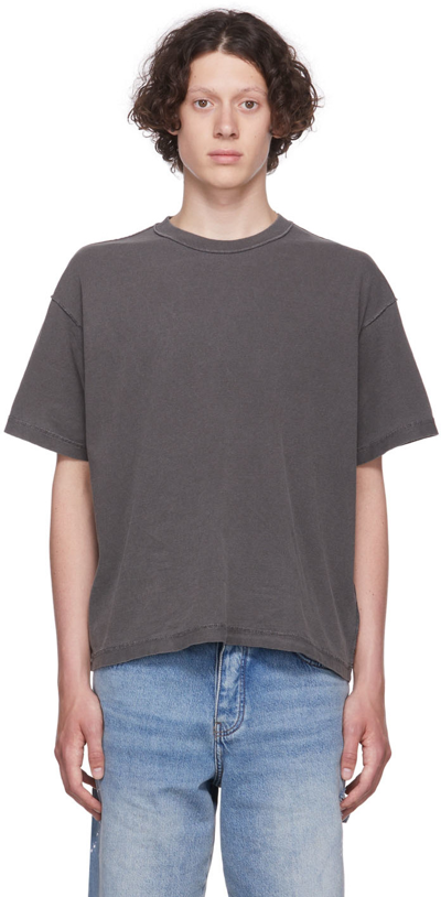 John Elliott Reversed Cropped Cotton T-shirt In Charcoal