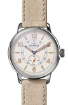 Shinola The Traveler Subsecond Canvas Strap Watch, 42mm In Alabaster